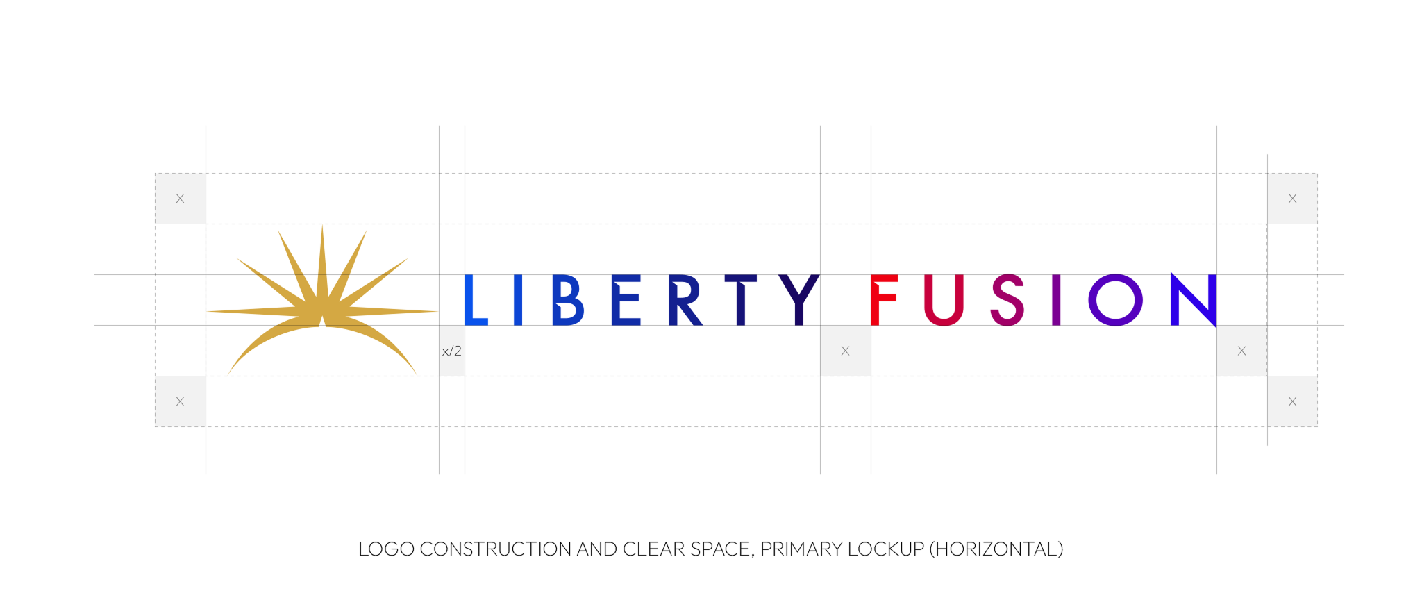 Liberty Fusion horizontal logo construction and clear space diagram
